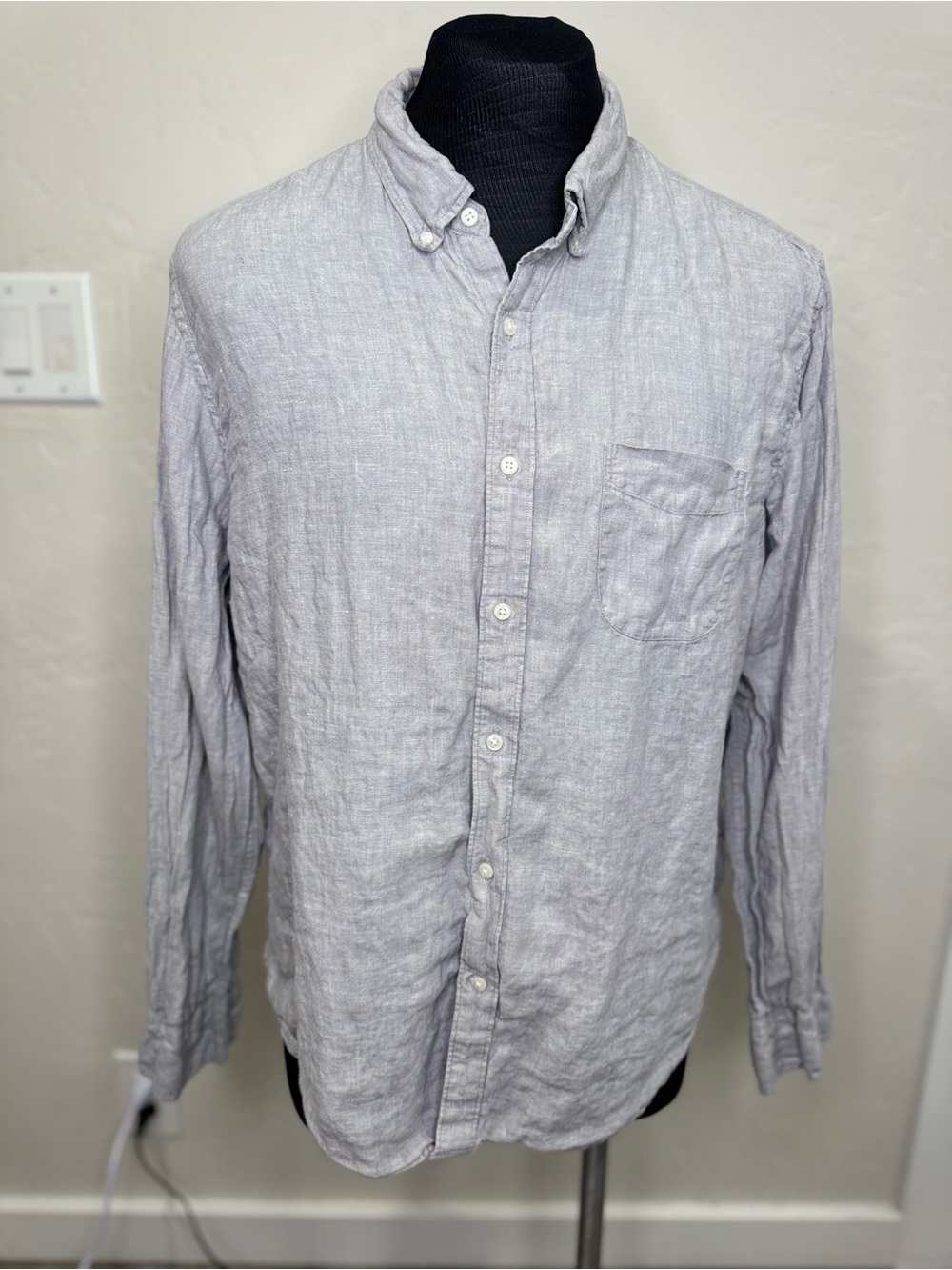 J. Crew Light Gray Button-Down Linen Shirt 1308